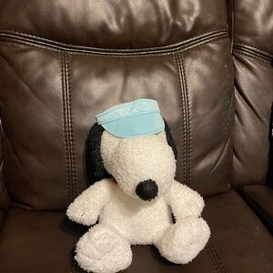 Charming White and Black Stuffed Snoopy with Blue Cap